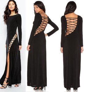 The Jetset Diaries Novella Black Lace Up Maxi Gown Size Large